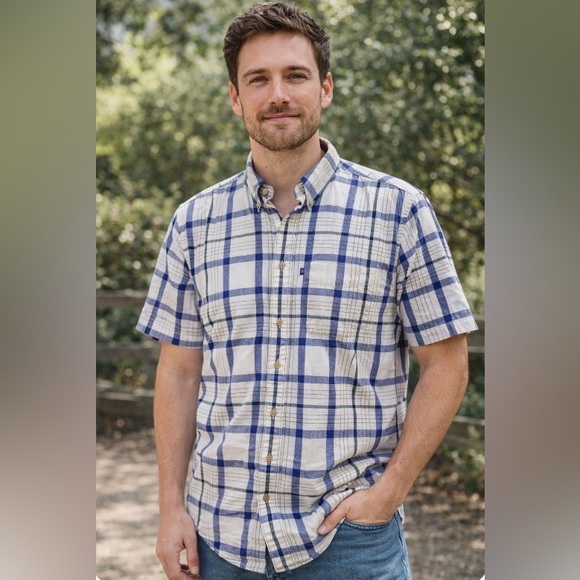 Other - Pendleton Plaid Shirt Button Up Short Sleeve‎ 100% Cotton Men's Size Large